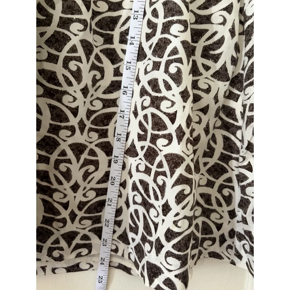 Merona Womens Brown Cream Geometric Scroll Print A-Line Skirt Size 4 Cotton Knee